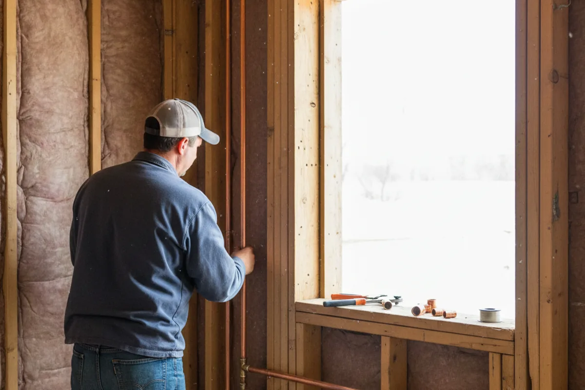 Licensed plumber running new copper supply lines in a Black Earth home