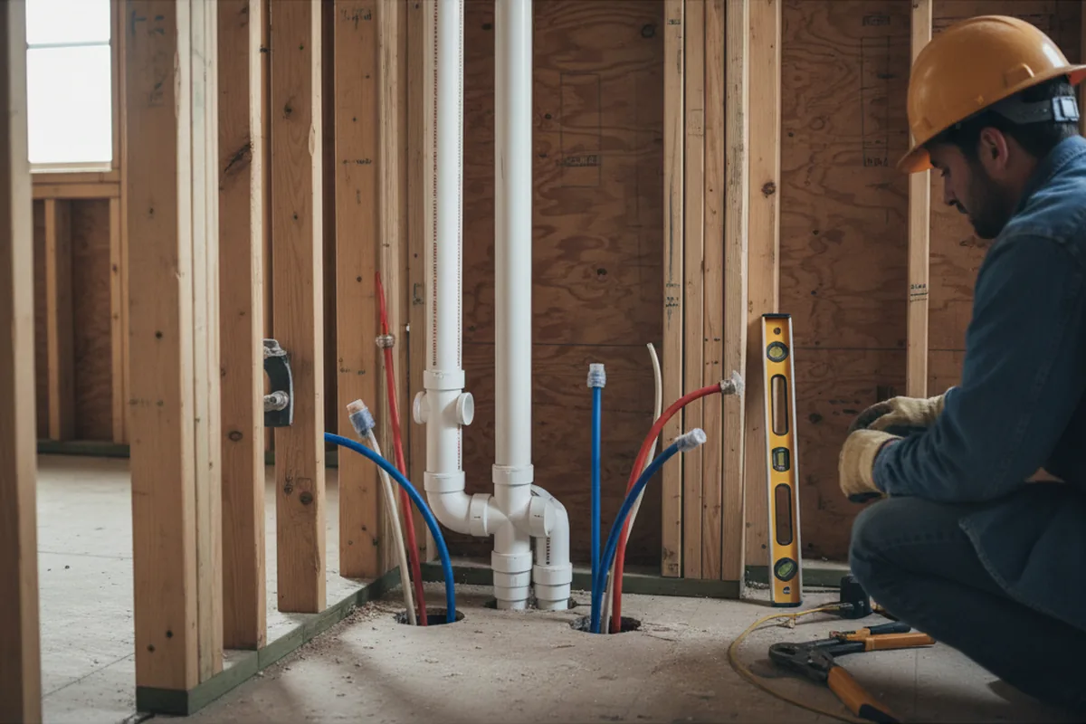 Drain and supply rough-in during Toilet Repair and Installation in Black Earth