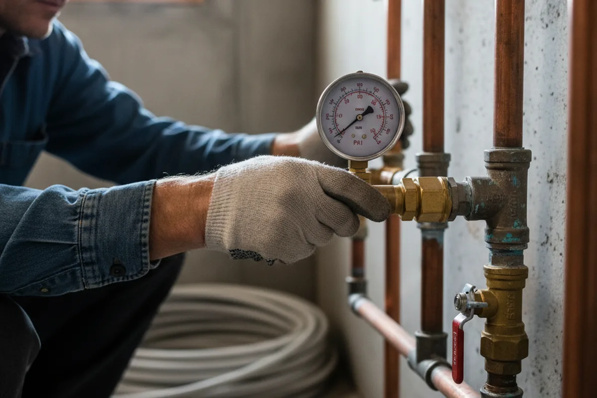 Pressure testing a repaired line during Water Line Repair in Black Earth